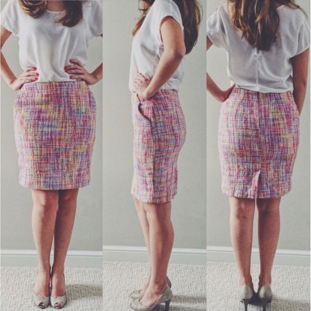 Merona Tweed Multi Colored Rainbow Knitted Pencil Skirt